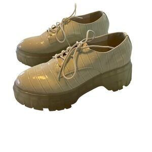 Chinese Laundry Jesty Cream Croc Lug Sole Oxford Shoes Women Size 10 NWOT Y2K